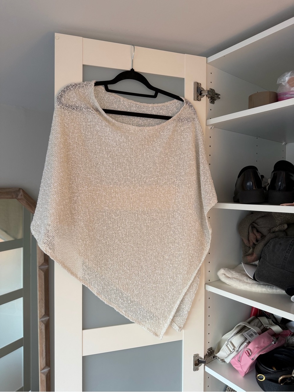 Zara Cream Knit Poncho Sweater